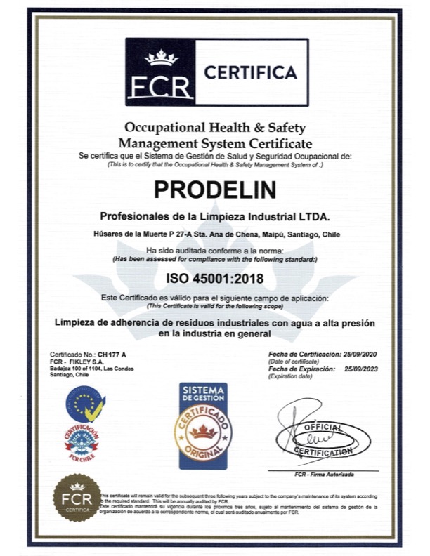 Certificado FCR - Prodelin